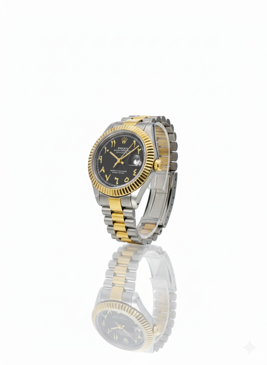 Luxury Arabic Dial Two-Tone Gold & Black Wristwatch – Automatic Oyster Perpetual Design