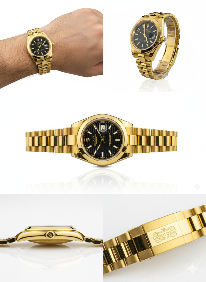 Rolex Gold Oyster Perpetual Black-Dial