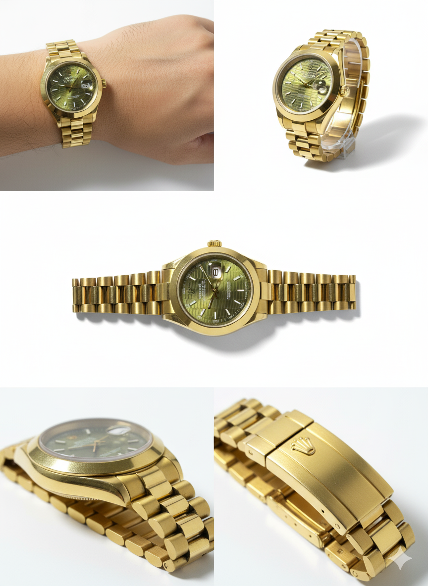 Rolex Gold Oyster Perpetual Black-Green Dial