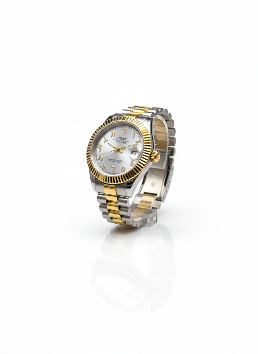 Luxury Arabic Dial Two-Tone Gold & Silver Wristwatch – Automatic Oyster Perpetual Design