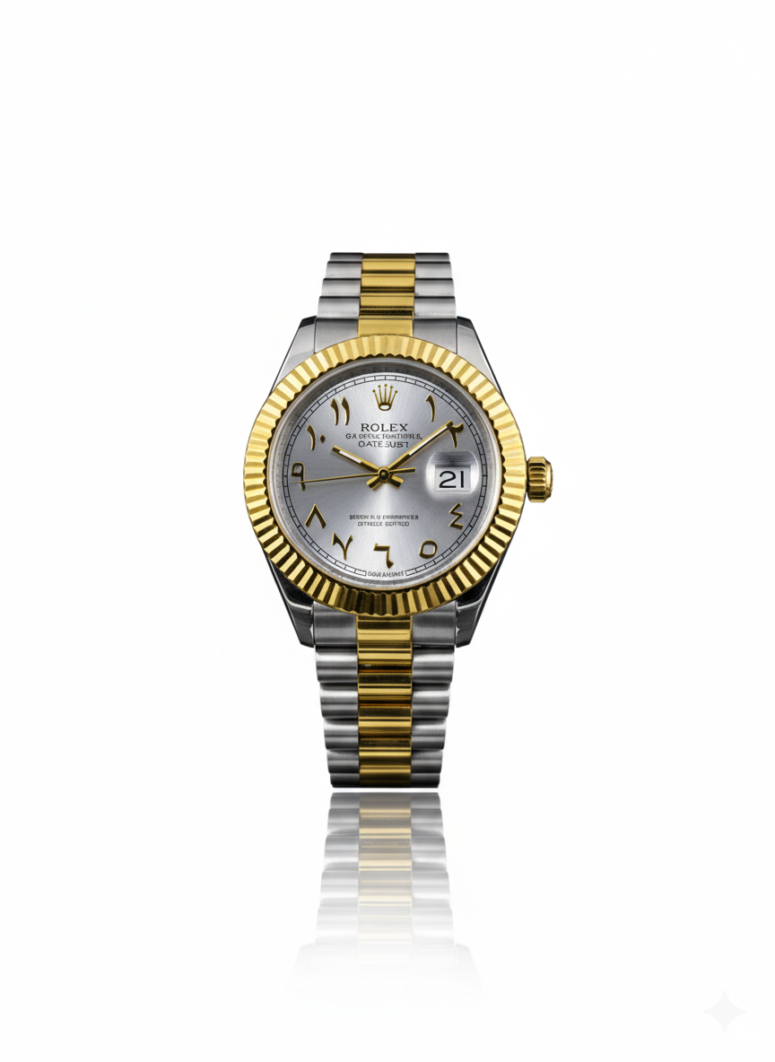 Luxury Arabic Dial Two-Tone Gold & Silver Wristwatch – Automatic Oyster Perpetual Design
