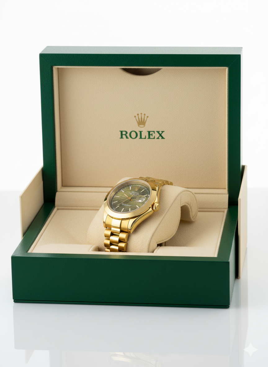Rolex Gold Oyster Perpetual Black-Green Dial