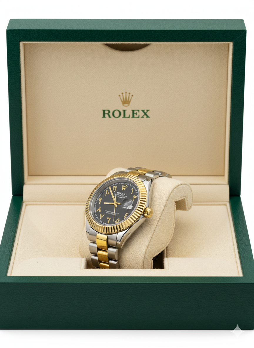 Luxury Arabic Dial Two-Tone Gold & Black Wristwatch – Automatic Oyster Perpetual Design