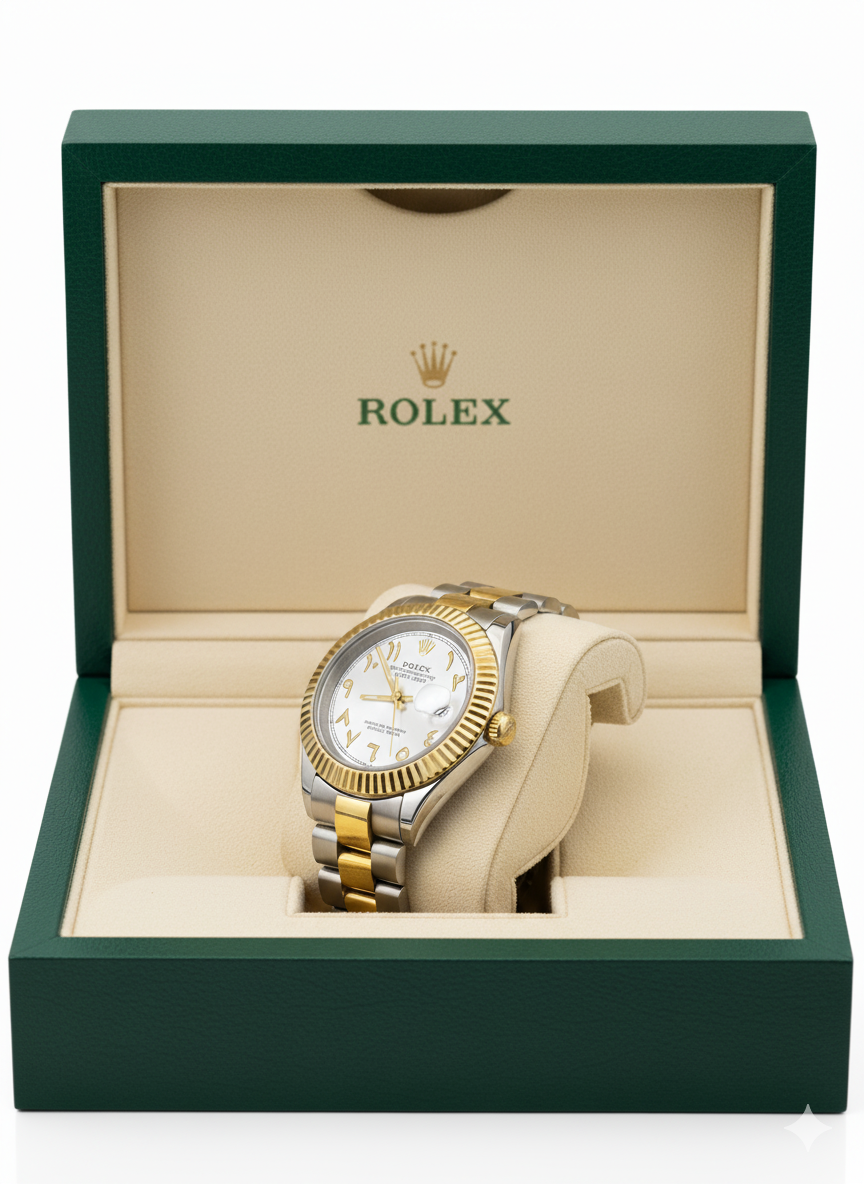 Luxury Arabic Dial Two-Tone Gold & Silver Wristwatch – Automatic Oyster Perpetual Design