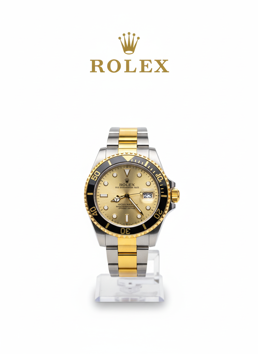 Rolex Luxury Two-Tone Rotating Dial & Gold Stainless Steel Watch