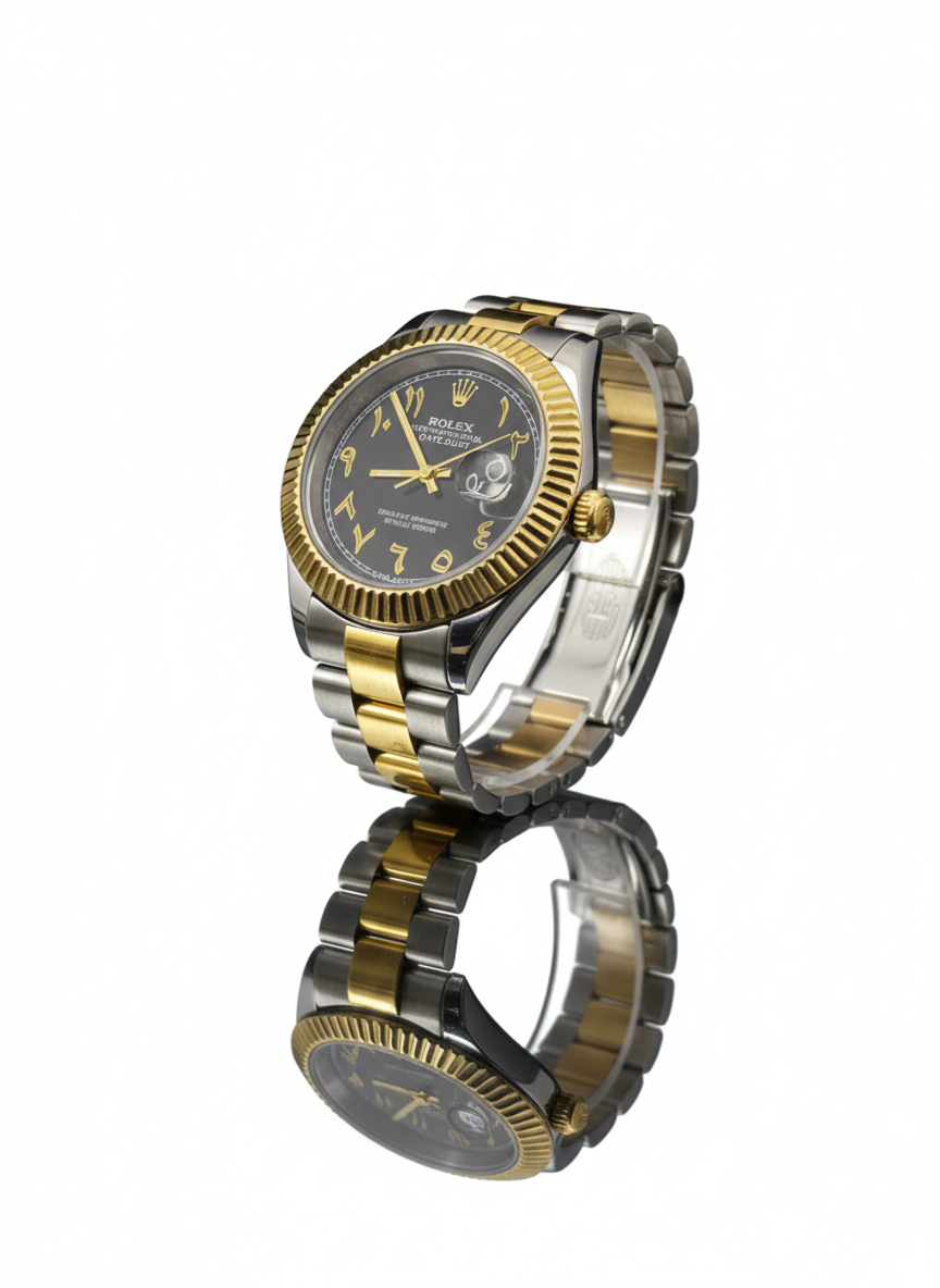 Luxury Arabic Dial Two-Tone Gold & Black Wristwatch – Automatic Oyster Perpetual Design