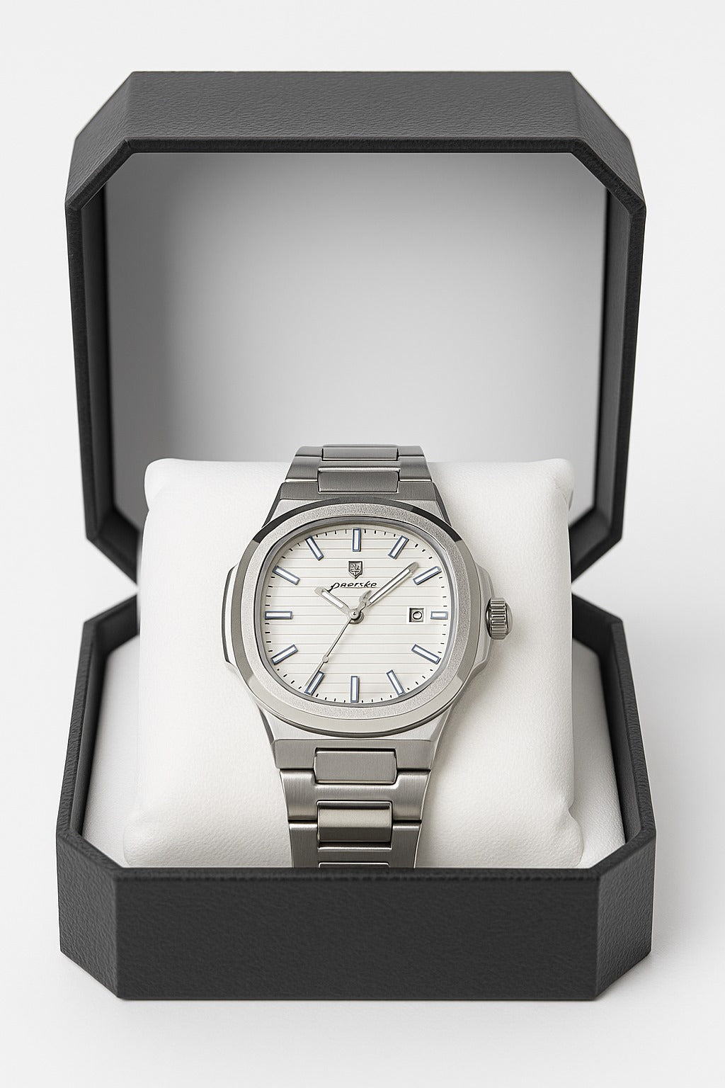 POEDAGAR Men's Luxury Stainless Steel Wristwatch – White Dial